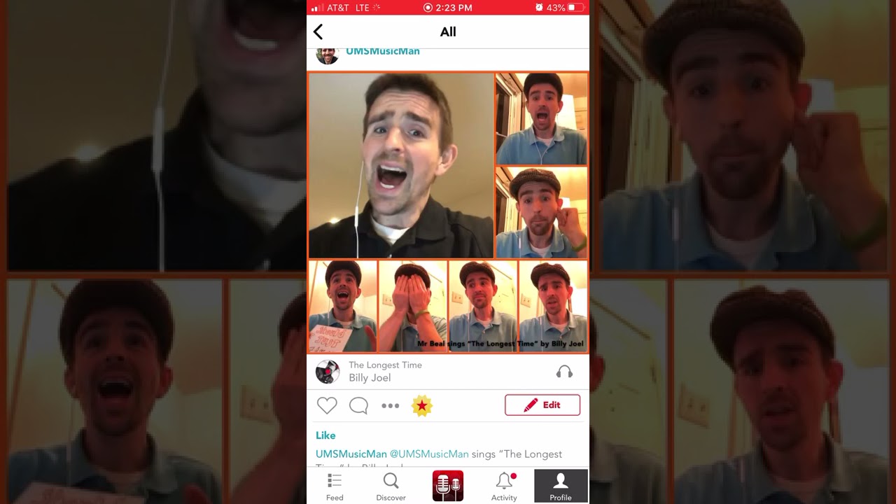 Mr Beal sings &ldquo;The Longest Time&rdquo; by Billy Joel using the Acapella app