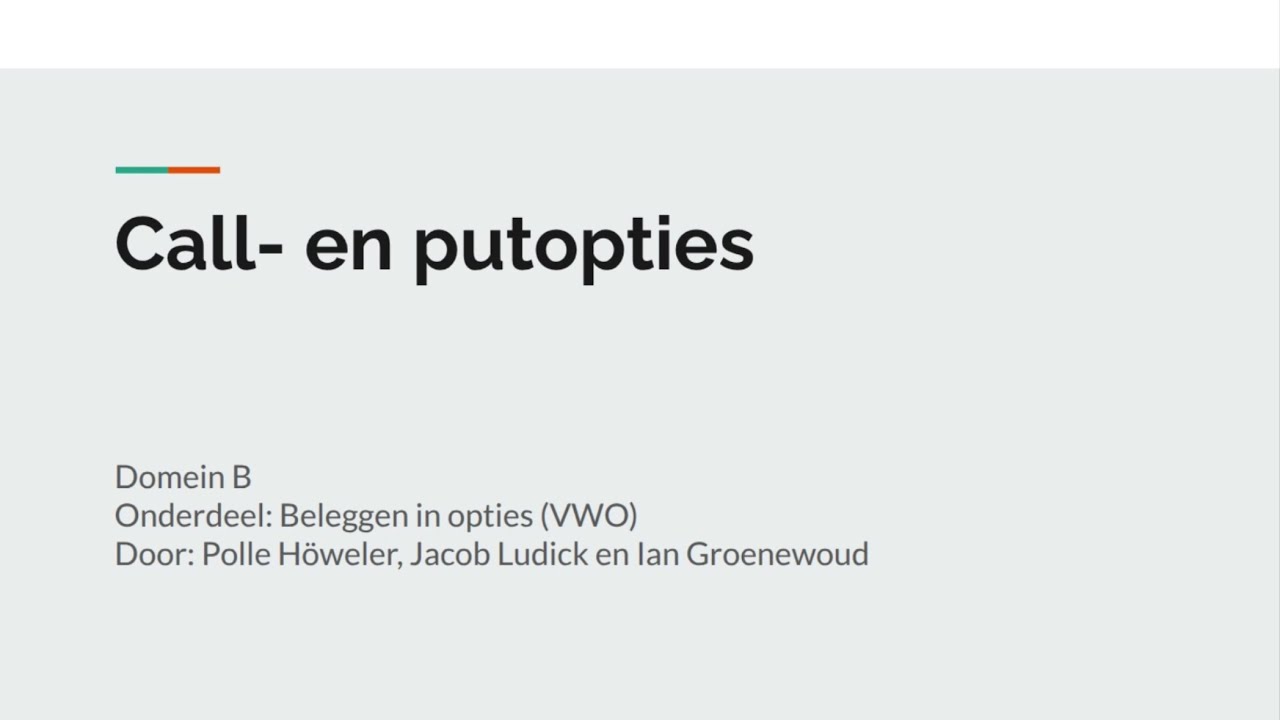 Becoboost - Beleggen in opties - Domein B (VWO)