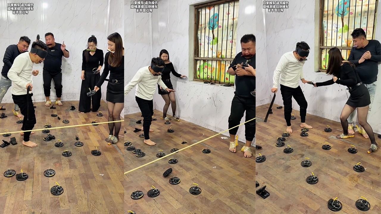 Screaming Chicken Blindfolded Attack Challenge, Counterattack Version#funny#hilarious