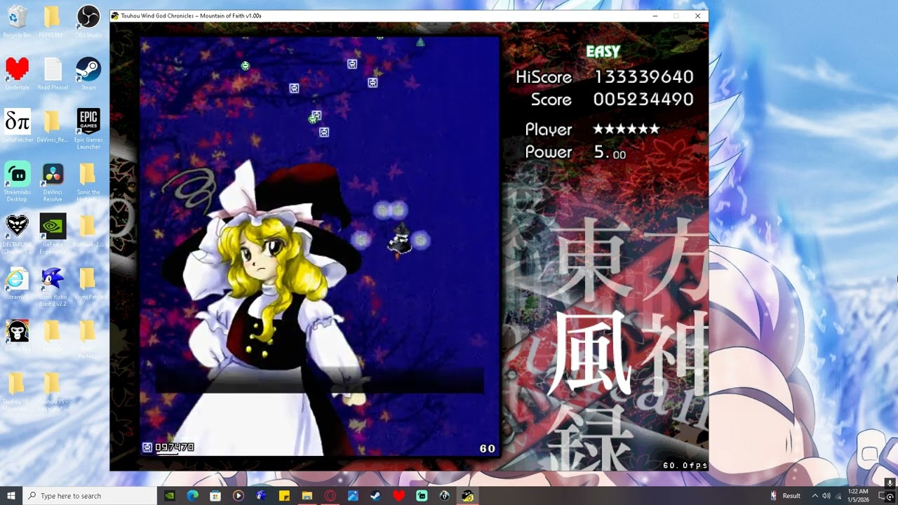 Touhou 10: Mountain of Faith - Stage 2 (Easy Mode) as Marisa Kirisame (Marisa B)