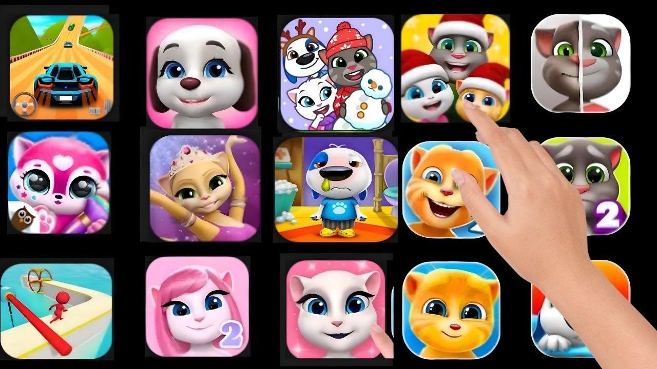 My talking tom,my talking angela 2,tom time rush,my hank, going play game play