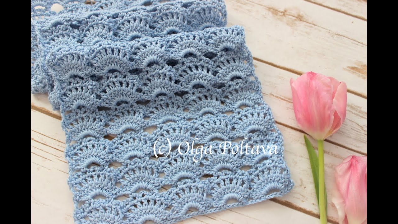 How to Crochet Lacy Scarf, Romantic Spring Scarf, Crochet Video Tutorial