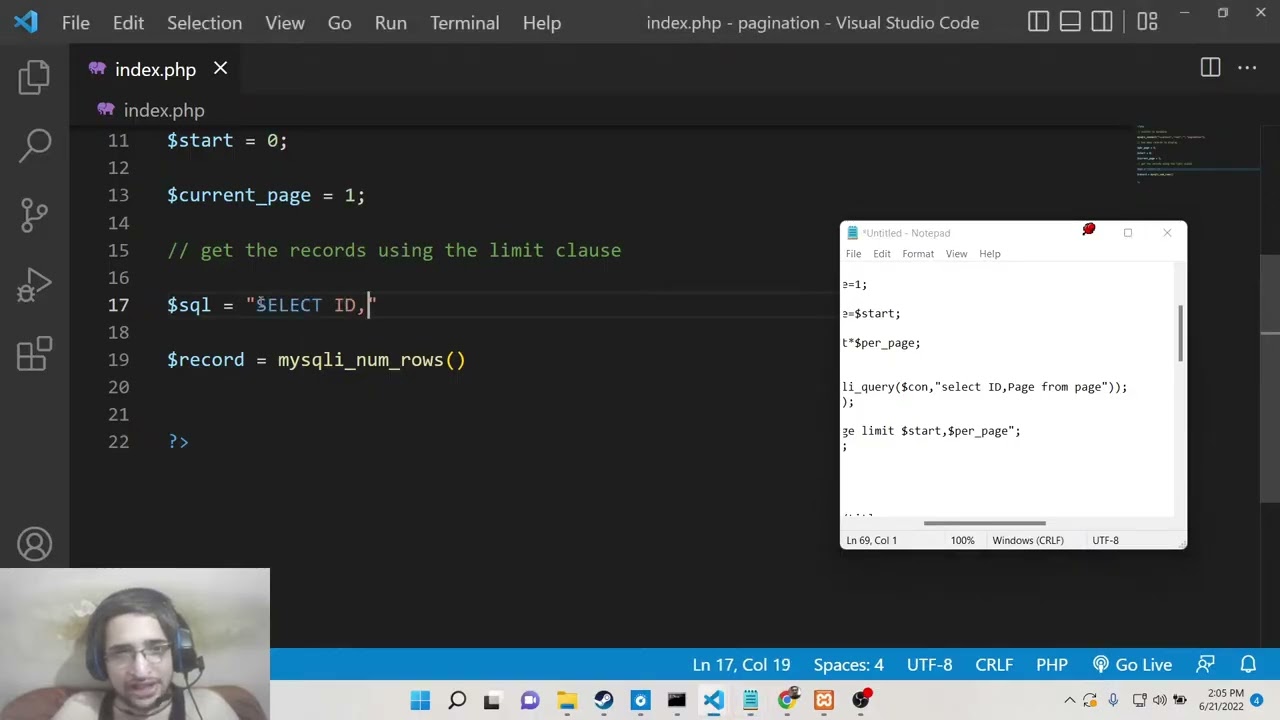 PHP 7 MySQL Script to Display Bootstrap 4 Pagination Records Using LIMIT Clause in Javascript