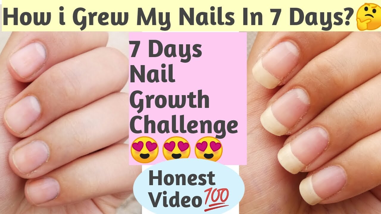 7 Day Nail Growth CHALLENGE-How i grew my nails in 7 days-7 din me karo nakhuno ko lamba-With Proof🌱