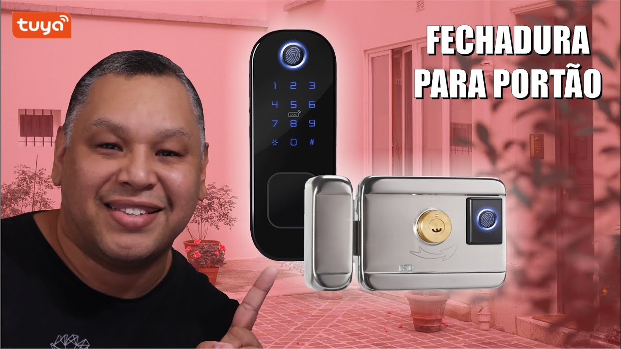 Fechadura Wifi para PORTÃO de Madeira ou Metal com Biometria, Senha, Cartão e Chaves - Tuya Smart