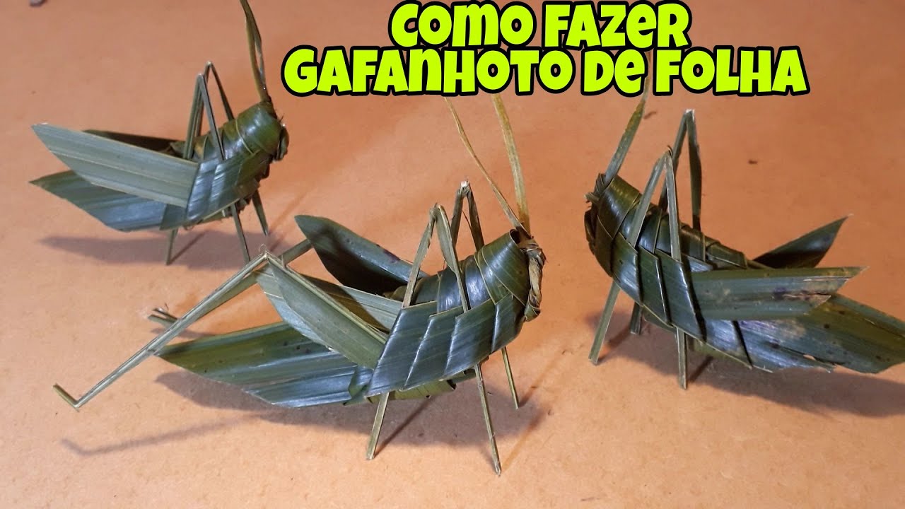 GAFANHOTO COM FOLHA DE COQUEIRO! FAÇA VOCÊ MESMO!
