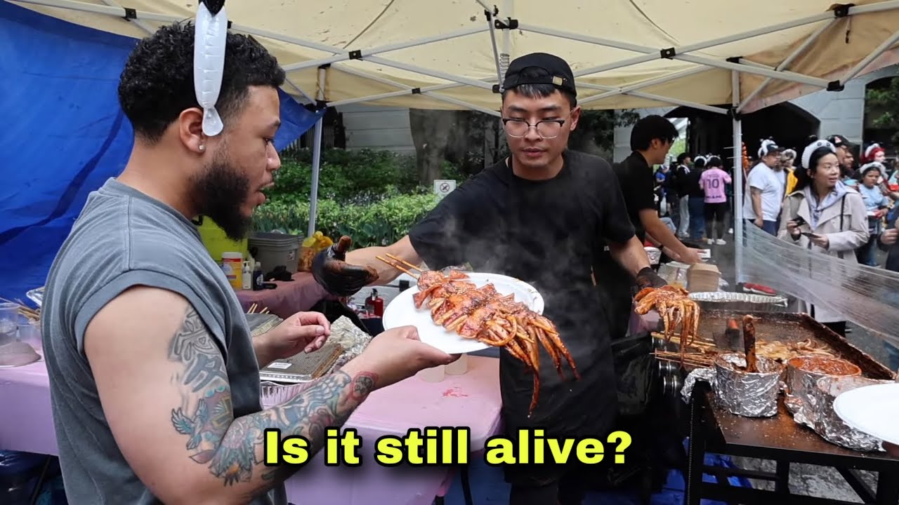 Trying RARE Asian street foods at panda fest…