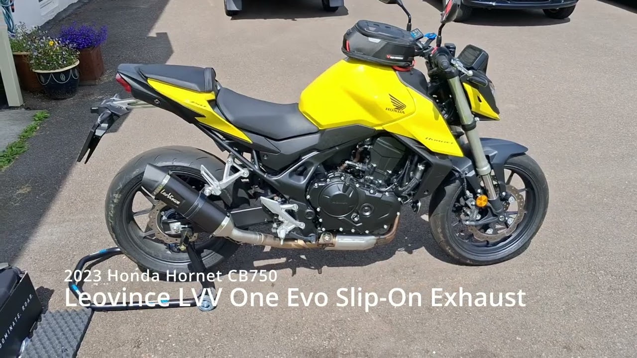 Leovince Slip-On Exhaust vs stock, 2023 Honda Hornet CB750