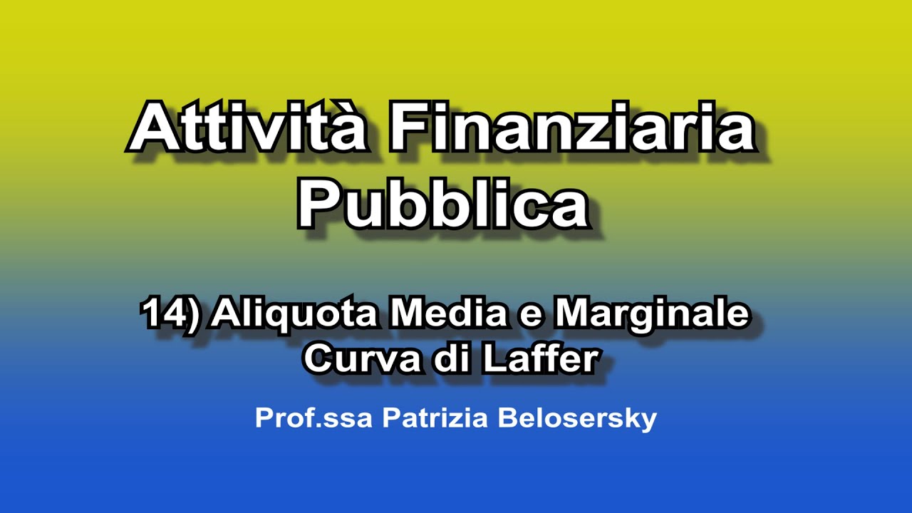 Attività Finanziaria Pubblica 14) Aliquota Media e Marginale   Curva di Laffer