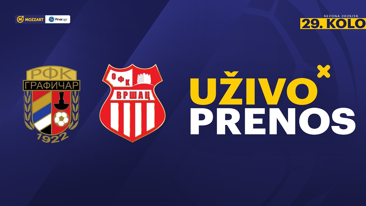 RFK Grafičar - OFK Vr&scaron;ac Mozzart Bet Prva liga Srbije 2025/26 29. Kolo