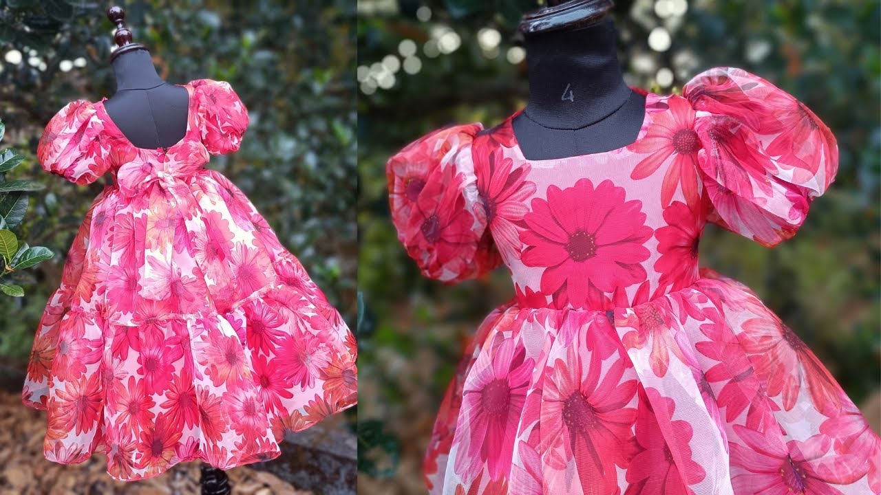 EP 04: Puff Sleeve Or Balloon Sleeve Baby Frock Cutting And Stitching | 4 Years Baby | Organza Frock