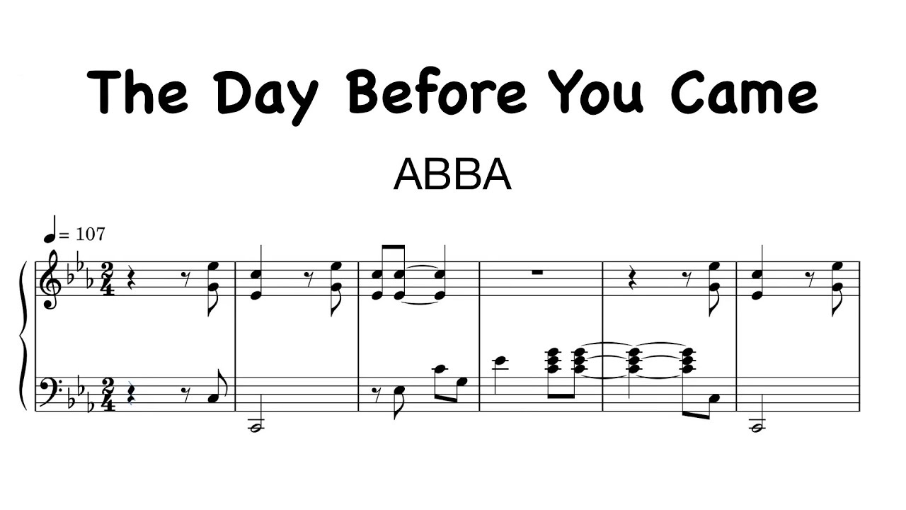 ABBA - The Day Before You Came Sheet Music