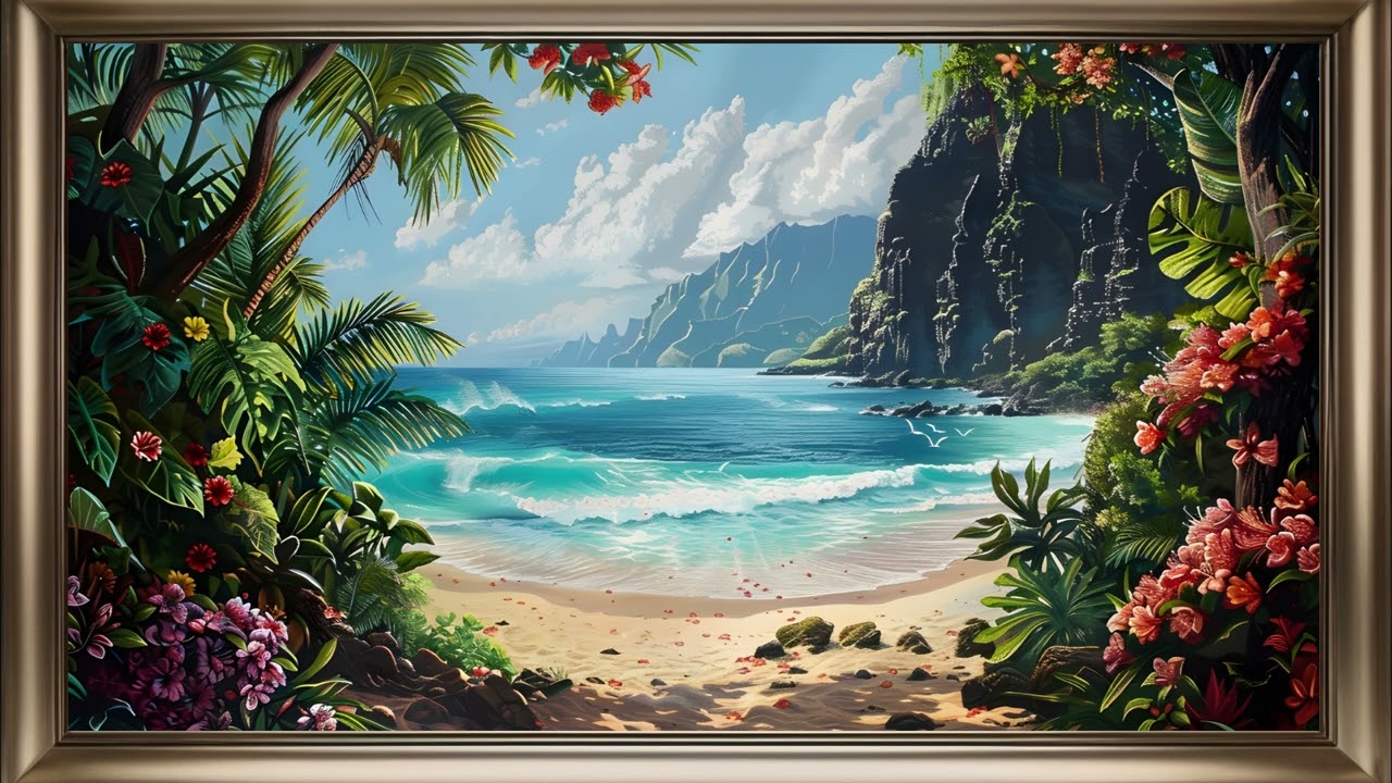 Vintage Hawaiian Beach Frame TV Art | Summer Screensaver For Your TV🌺🌴