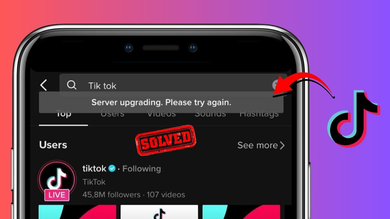 Обновление сервера TikTok Live. Проблема 2025. Обновление сервера TikTok. Пожалуйста, повторите п...
