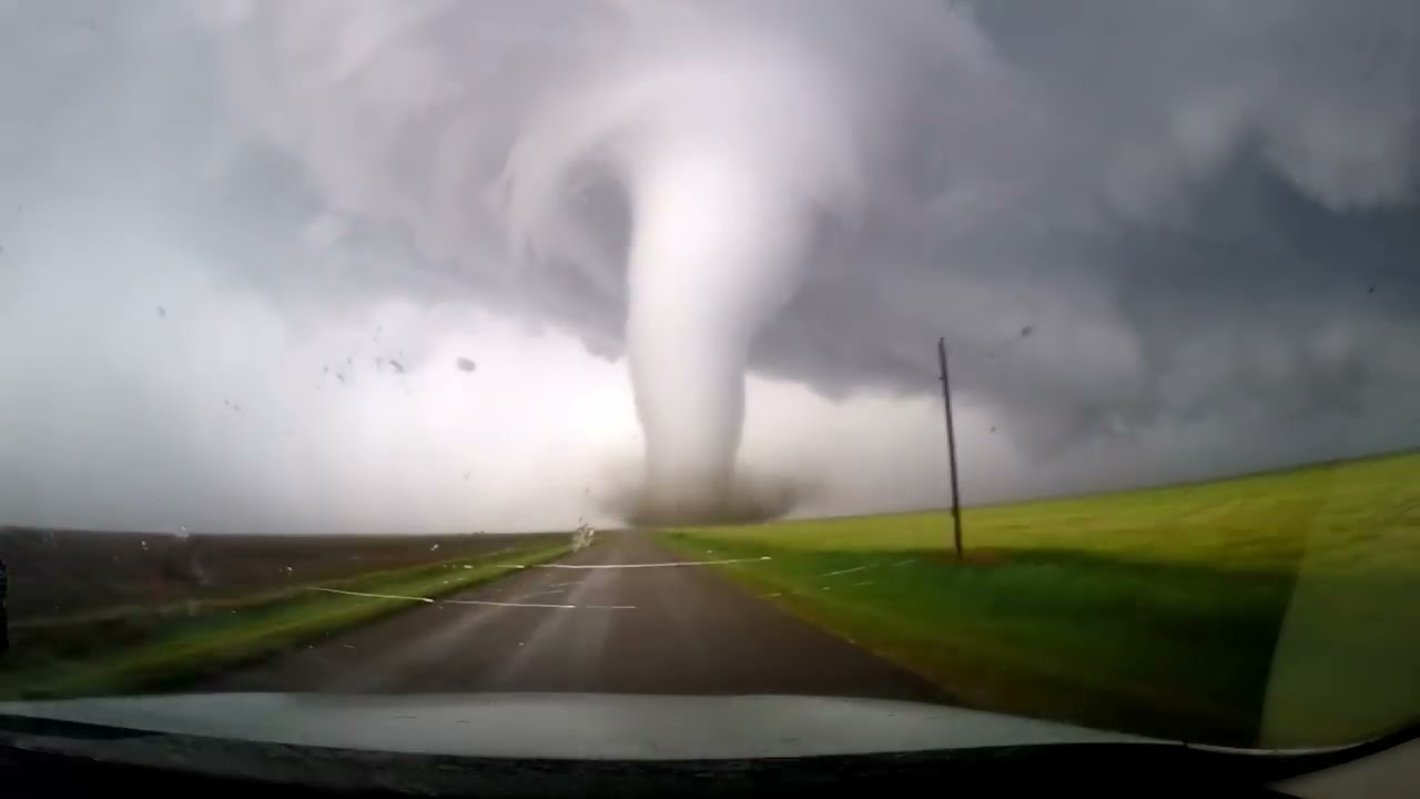 RARE DOUBLE TORNADO intercept by rental car!