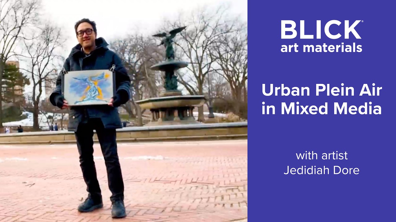 Plein Air Mixed Media Drawing in Central Park | Painting the Angel of Waters at Bethesda Fountain