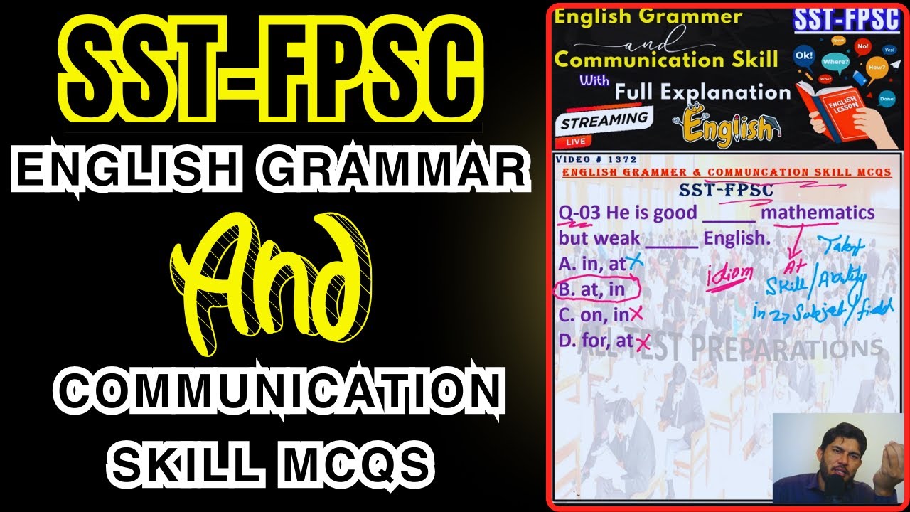 Vid#10 English Grammar MCQ KPPSC SST Test | Complete Preparati Grammar, Tenses & Communication Skill