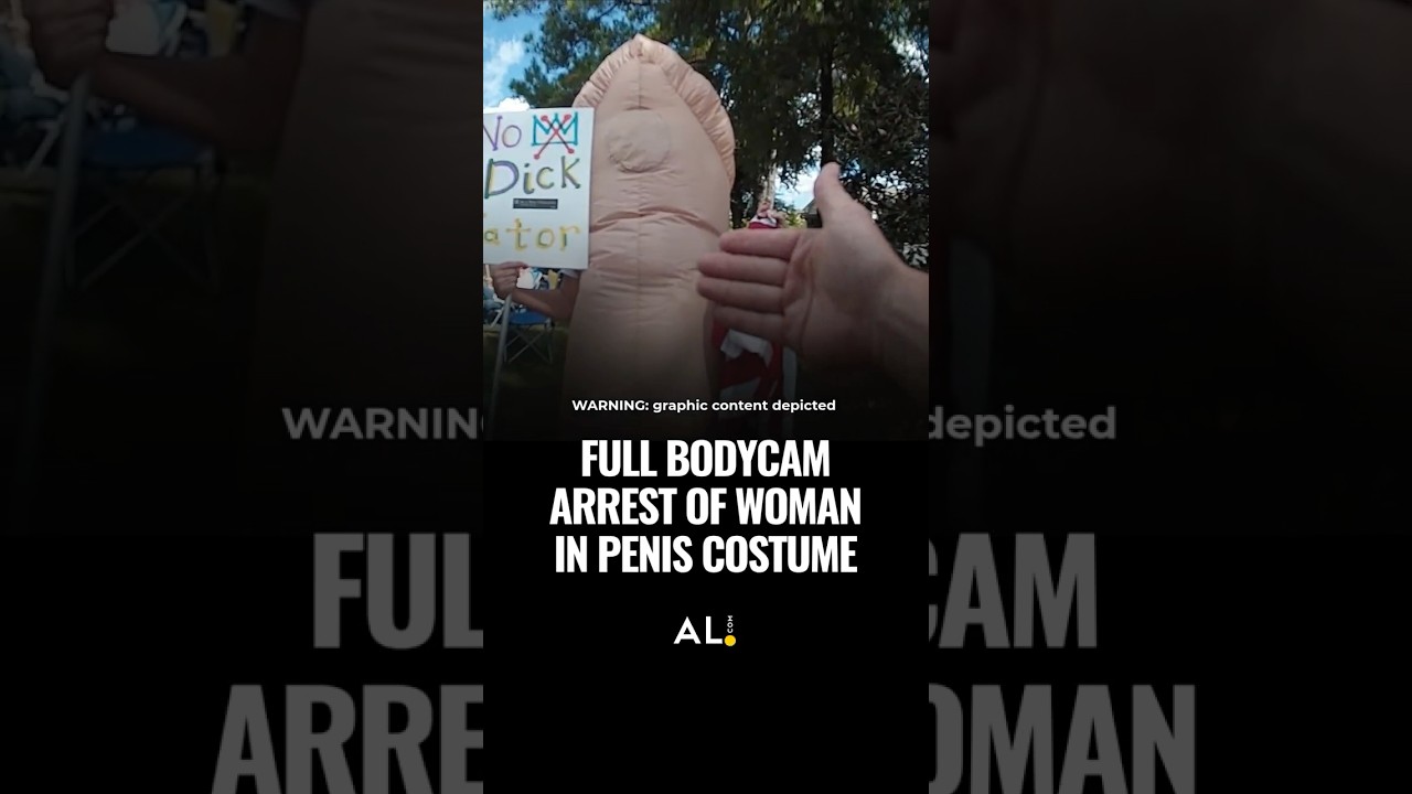 Woman arrested in penis costume at protest bodycam footage