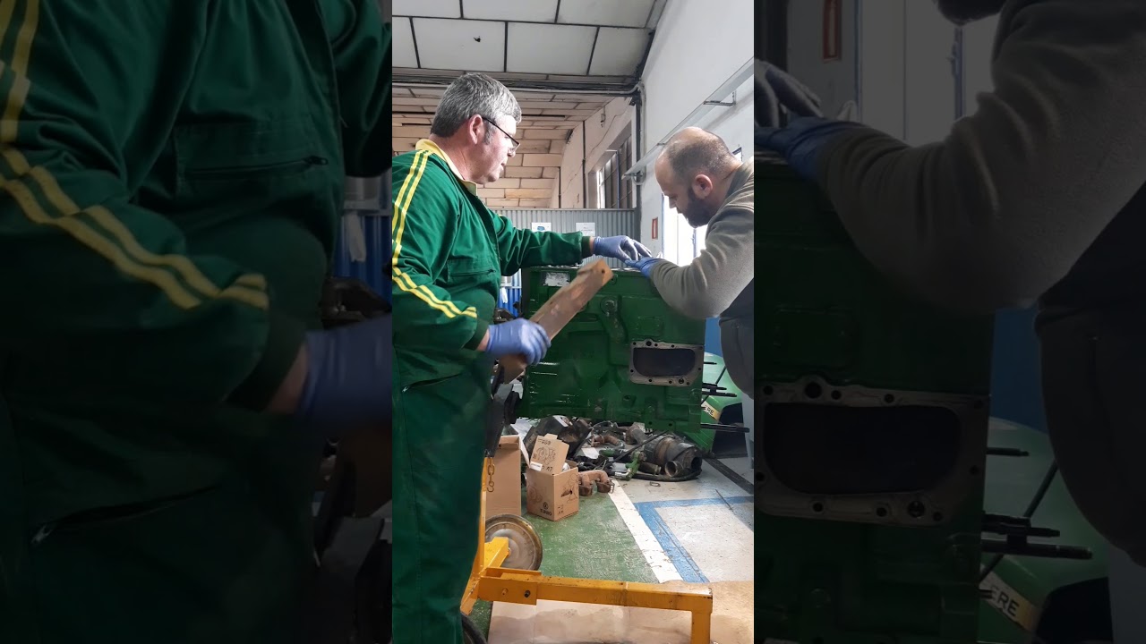 john deere montando camisas y pistones