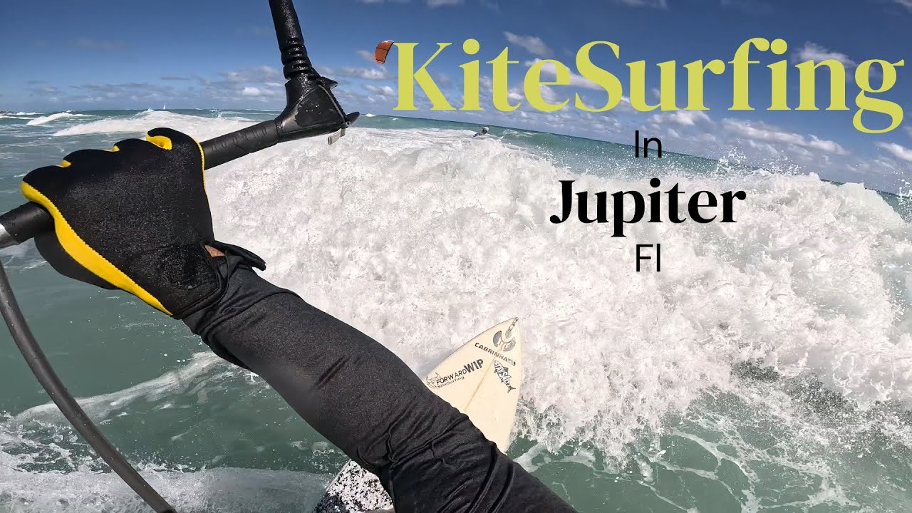 Jupiter Florida Kitesurfing Sesh Just learning to get through the waves without getting killed lol