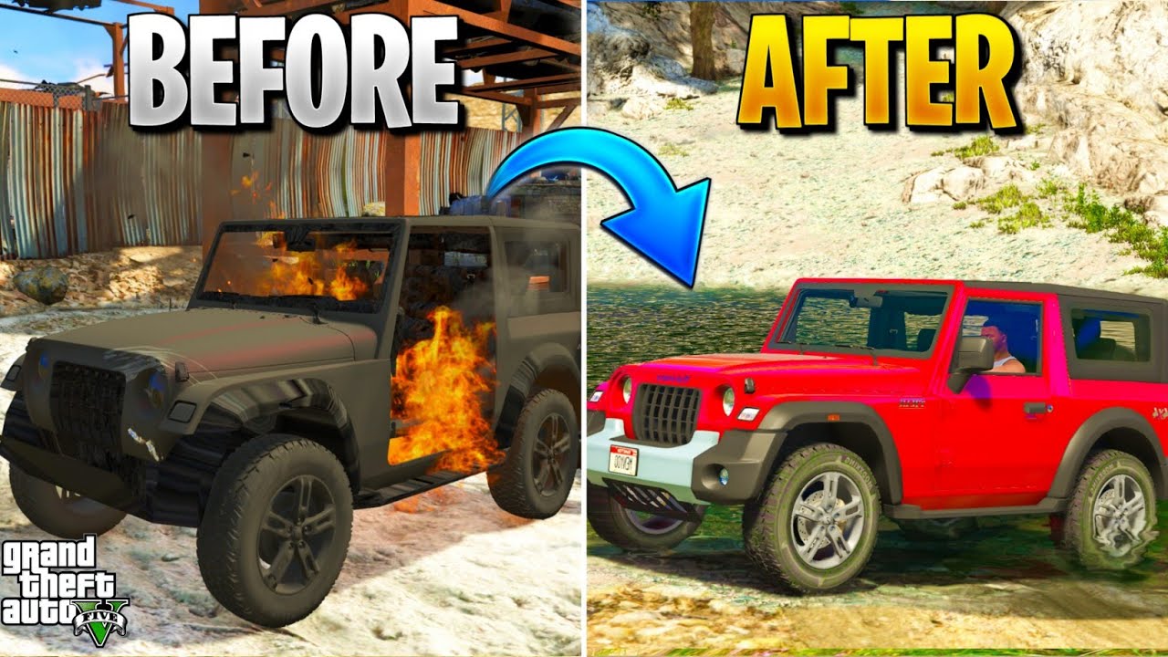 IMPOSSIBLE Transformation of Old junk Mahindra Thar to 4x4 Mahindra Thar 2022 in GTA 5!