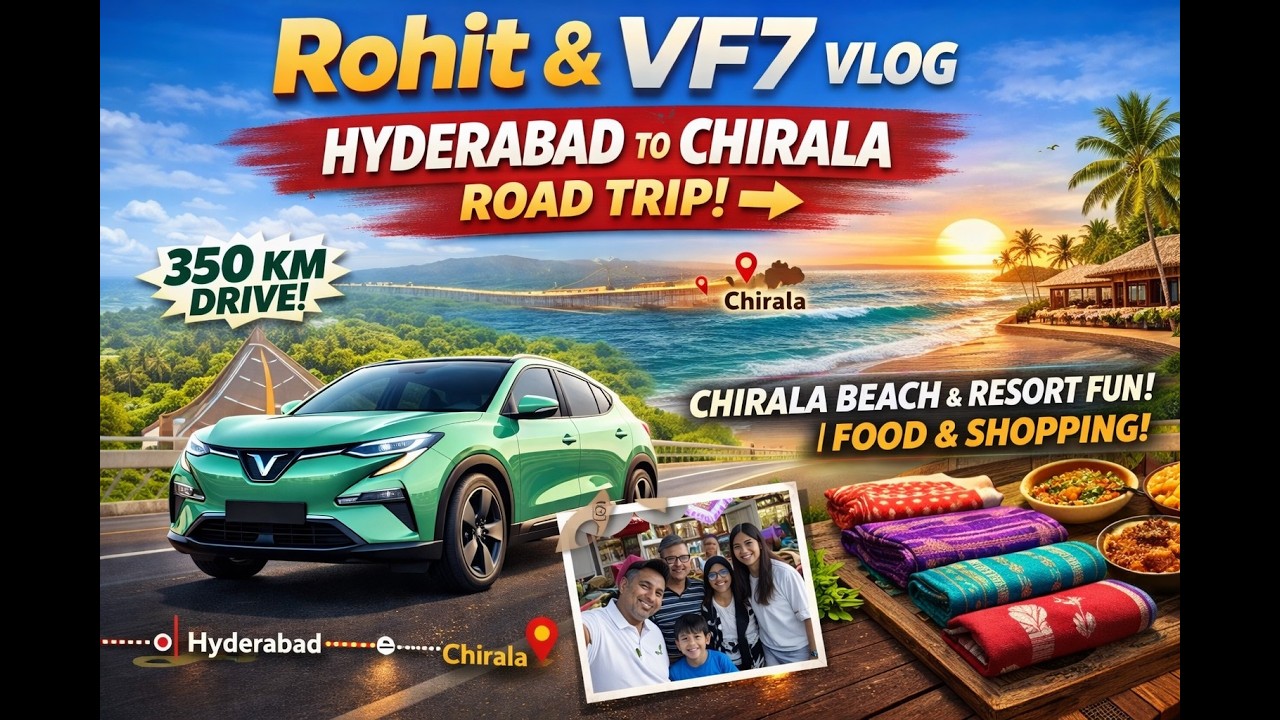Hyderabad to Chirala in VinFast VF7 | 350 KM Electric Road Trip | Rohit & VF7 Vlog