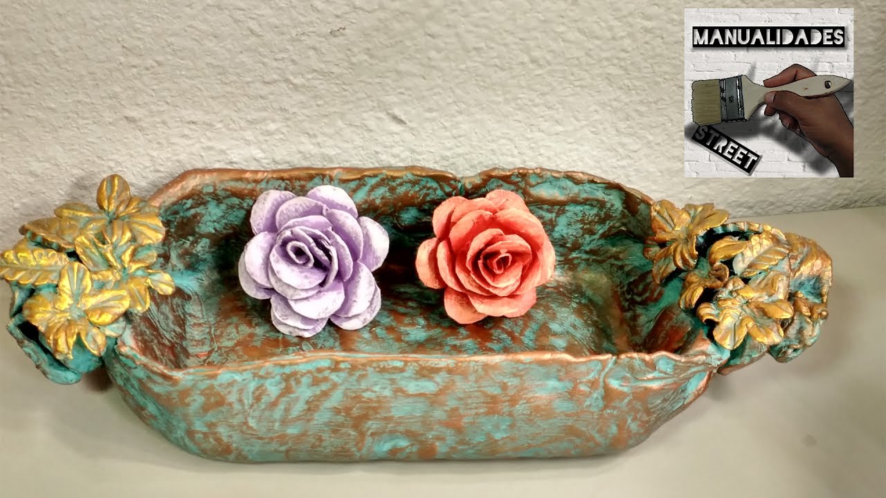 CESTA RECTANGULAR DE MASA DE CARTON DE HUEVO-MANUALIDADES DE RECILAJE