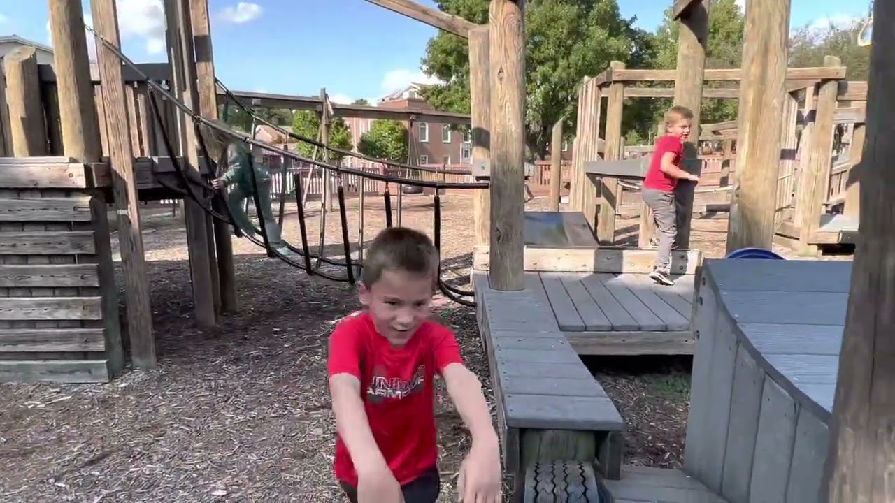 Obstacle course and monkey bar challenge at the playground