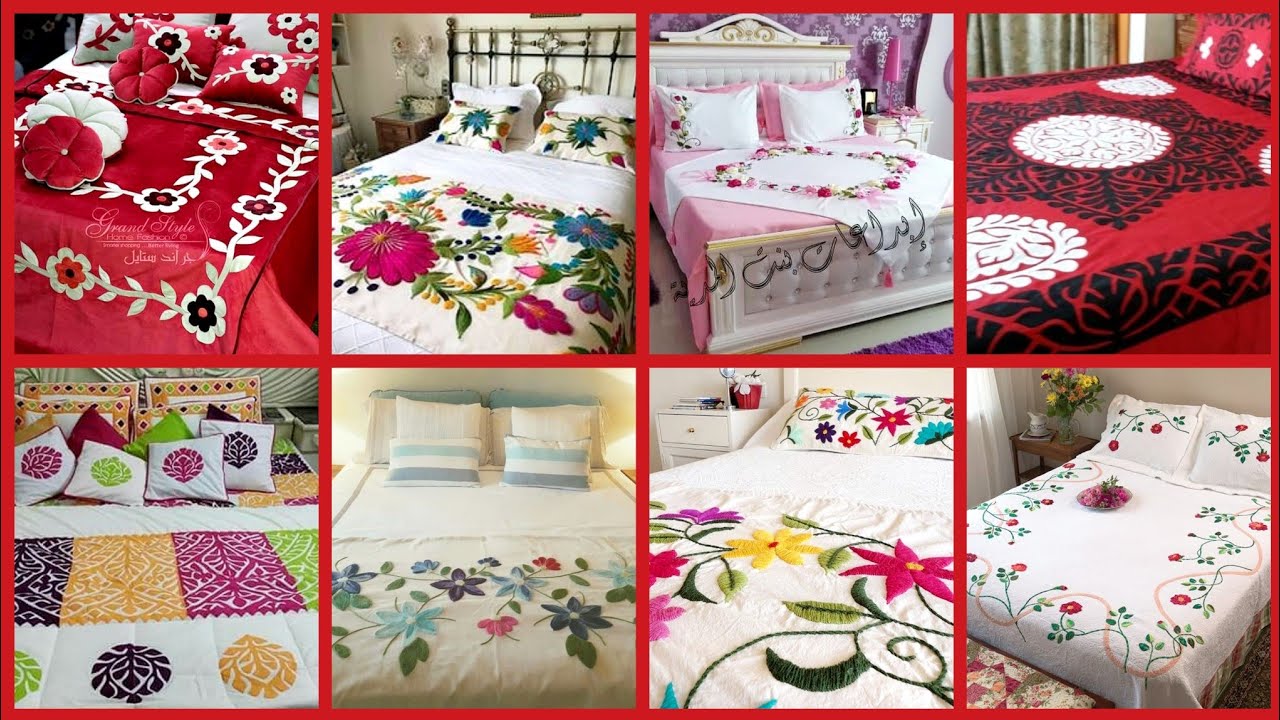 Top Class Hand Embroidered Bedsheet Collection//Embroidery Patterns For bedsheets