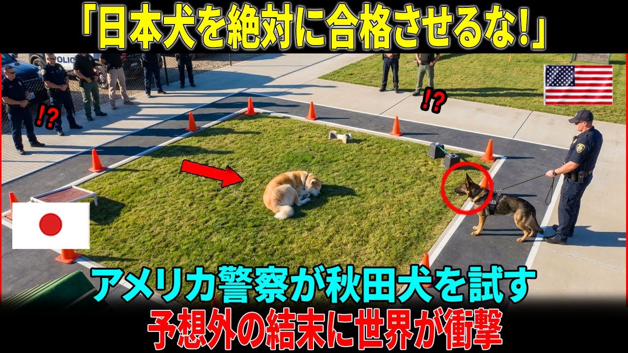 「日本犬を絶対に合格させるな！」秋田犬がアメリカの警察犬試験を受けた動画が4000万再生。不合格の結果に全世界が衝撃の理由 【海外の反応】#海外の反応  #海外の話 #海外の感動話  #秋田犬
