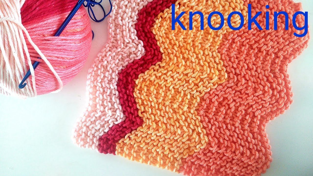 Ponto chevron zig zag knooking (crochet/ tricô ) simples e fácil Marly Thibes