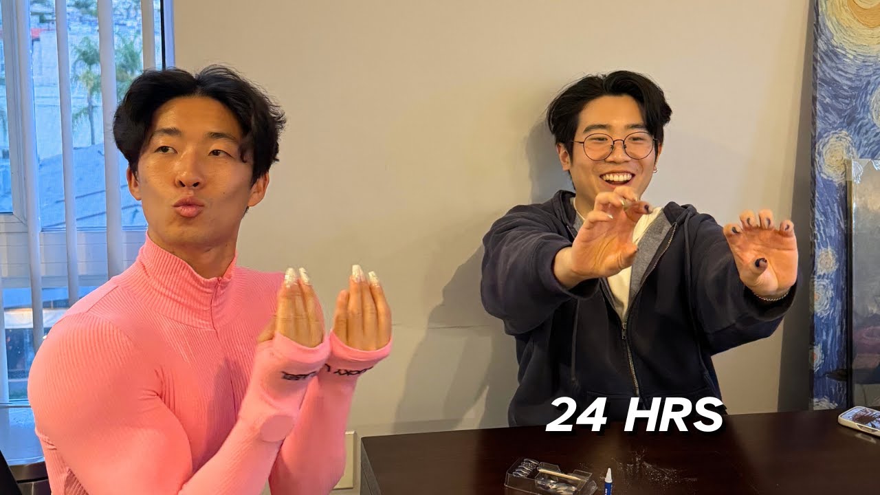 BOYS WEAR FAKE NAILS FOR 24 HRS CHALLENGE!!!