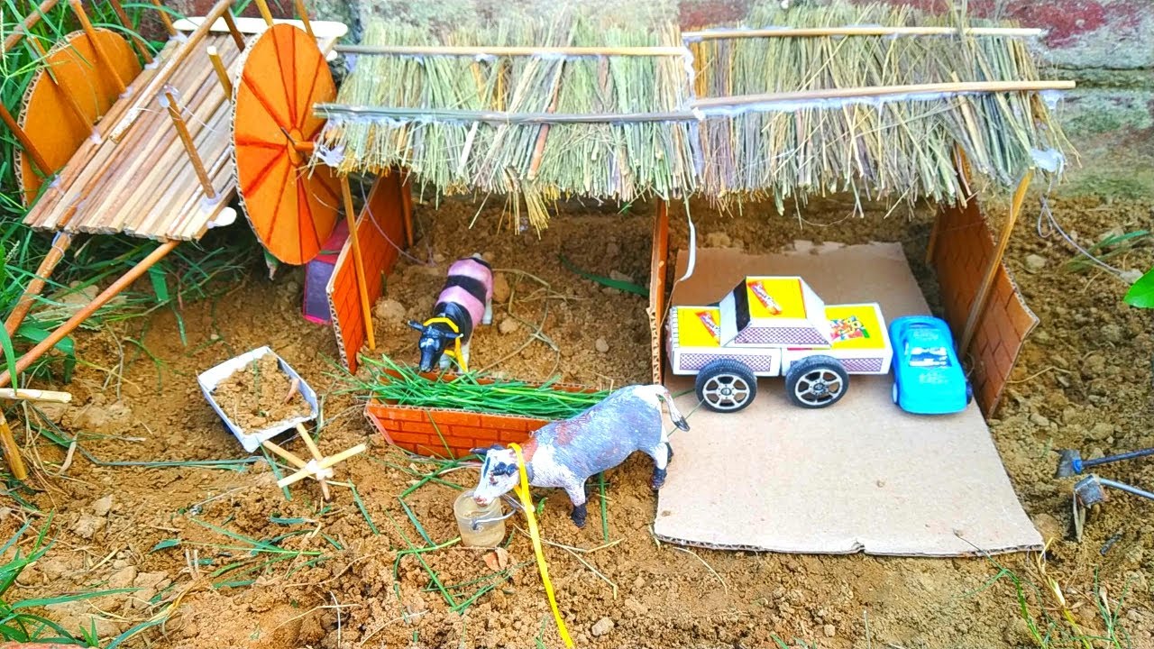 how to make cow shed for school project
