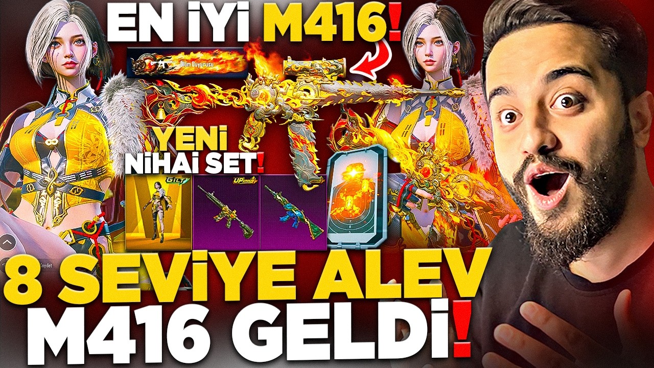 8 SEVİYE ALEV M416 ve YENİ NİHAİ GELDİ! OYUNUN EN İYİ M416 DESENİ! (MUHTEŞEM) PUBG Mobile