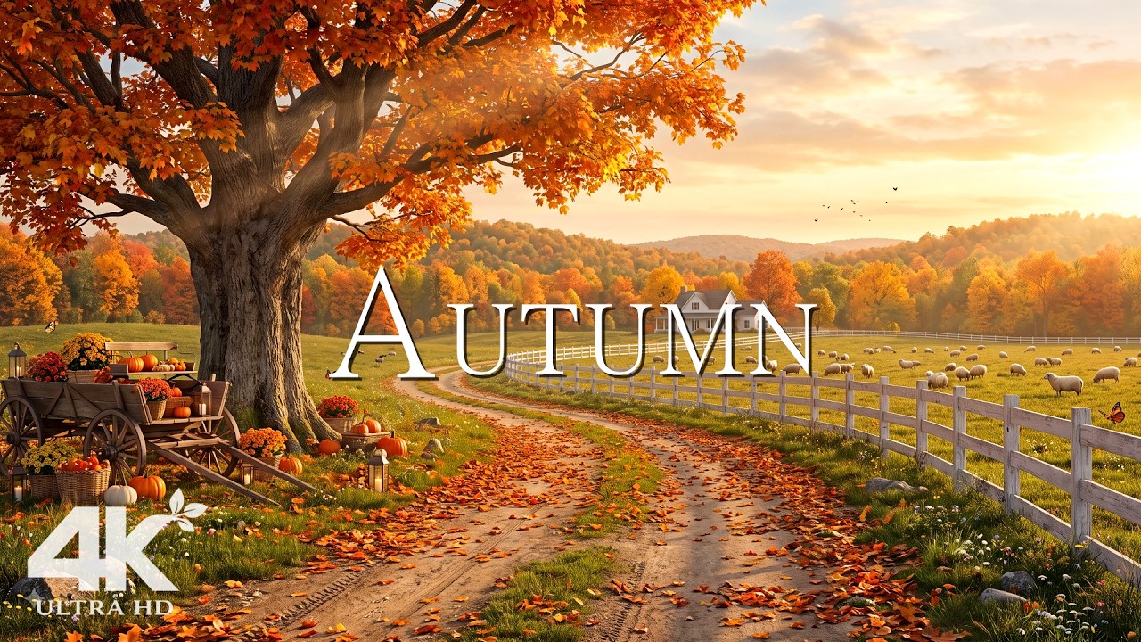 Peaceful Autumn Escape 🍂 Colorful Forest Scenery with Nature Sounds & Soft Piano Music