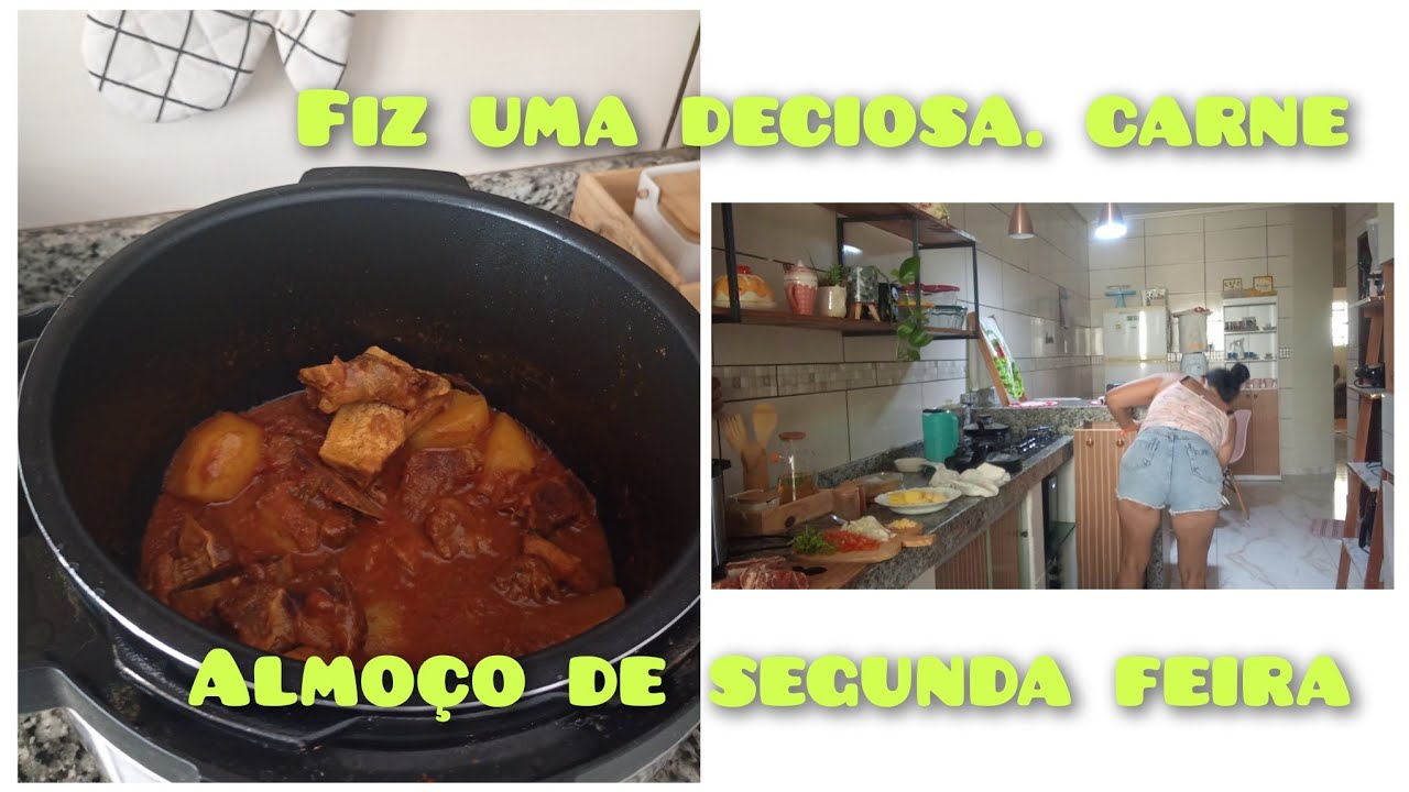 Almoço simples fez carne costela 