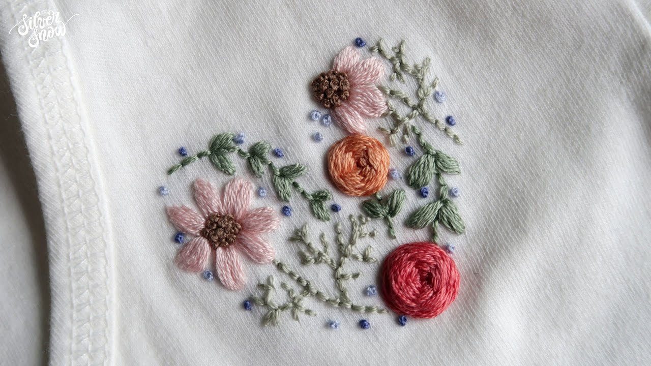 [프랑스 자수 ENG CC] 하트 꽃 자수 (feat. 자수초보) Heart Flower Hand Embroidery