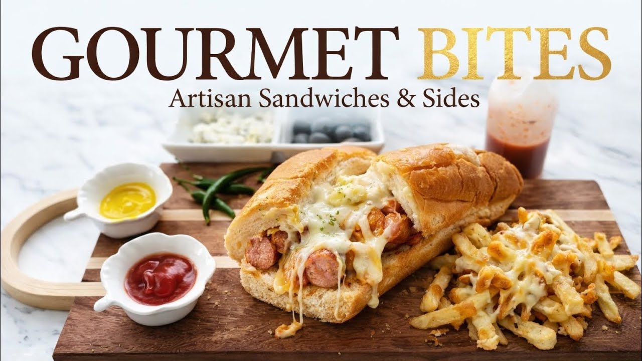  Gourmet Bites | Sausage Sandwich with Melted Mozzarella & Artisan Fries