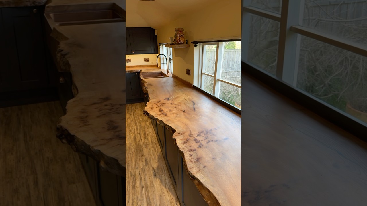 Installing live edge solid wood worktops