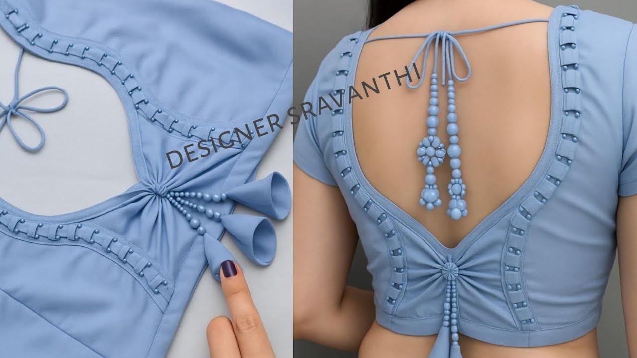 Simple And trendy blouse design| Back Neck Design | Cutting and stitching blouse|
