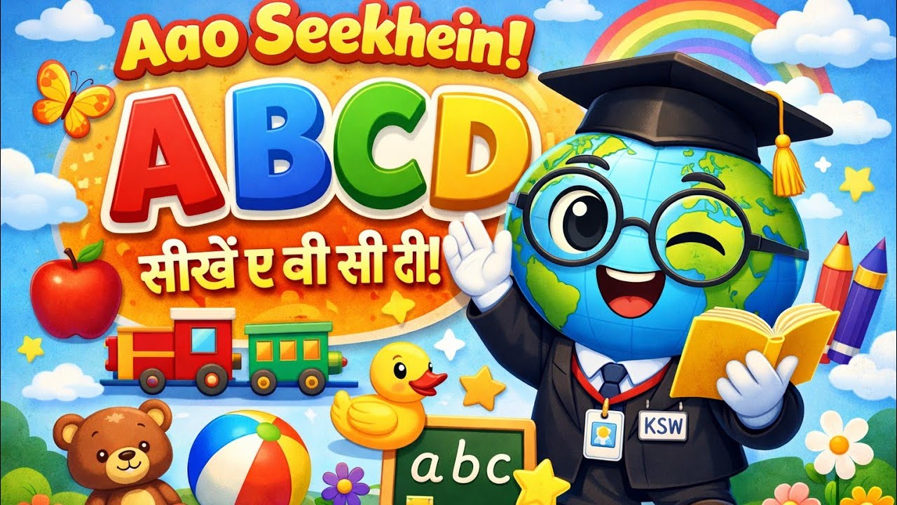 🍎 ABCD Alphabet  🎵 | Learn A to Z with Cartoon Poem | Fun ABCD Rhymes for Kids📝|@kids study world