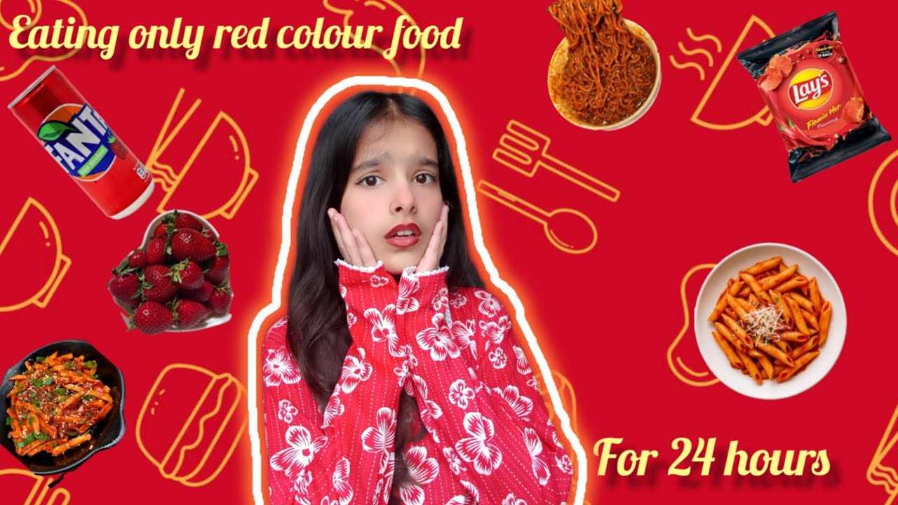 Eating Only Red Food For 24 Hours Challenge 🤤!!