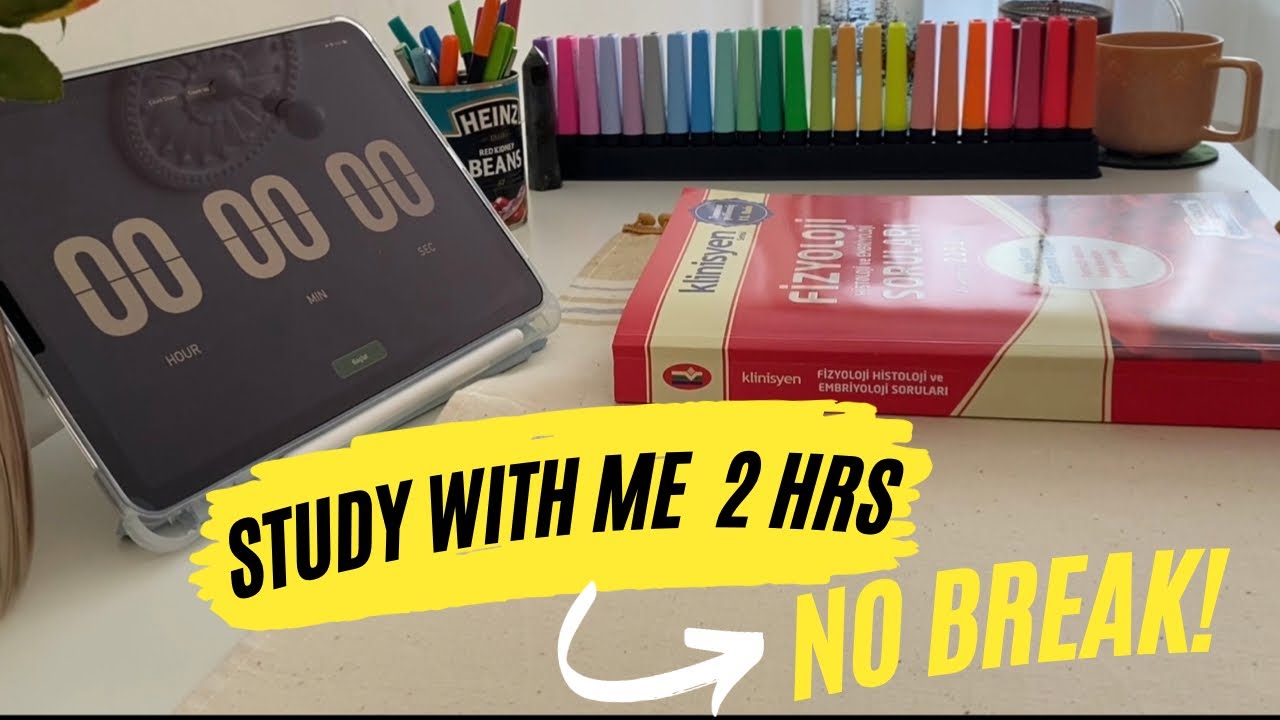 Birlikte 2 saat ARALIKSIZ ders çalışalım, masadan kalkma!🙅🏻‍♀️🔥•müziksiz• Study with me 2 hrs🌟