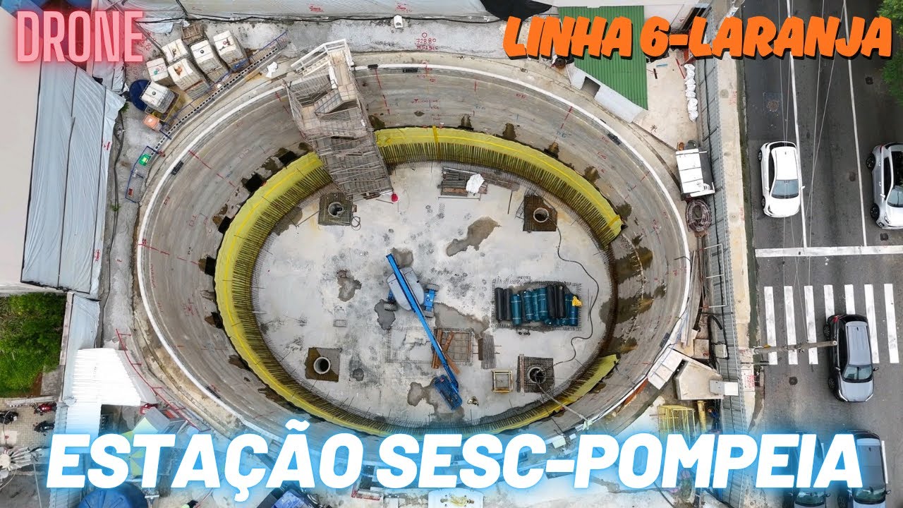 Drone nas obras da Linha 6 - Laranja do Metrô: Estação Sesc-Pompeia e arredores - São Paulo