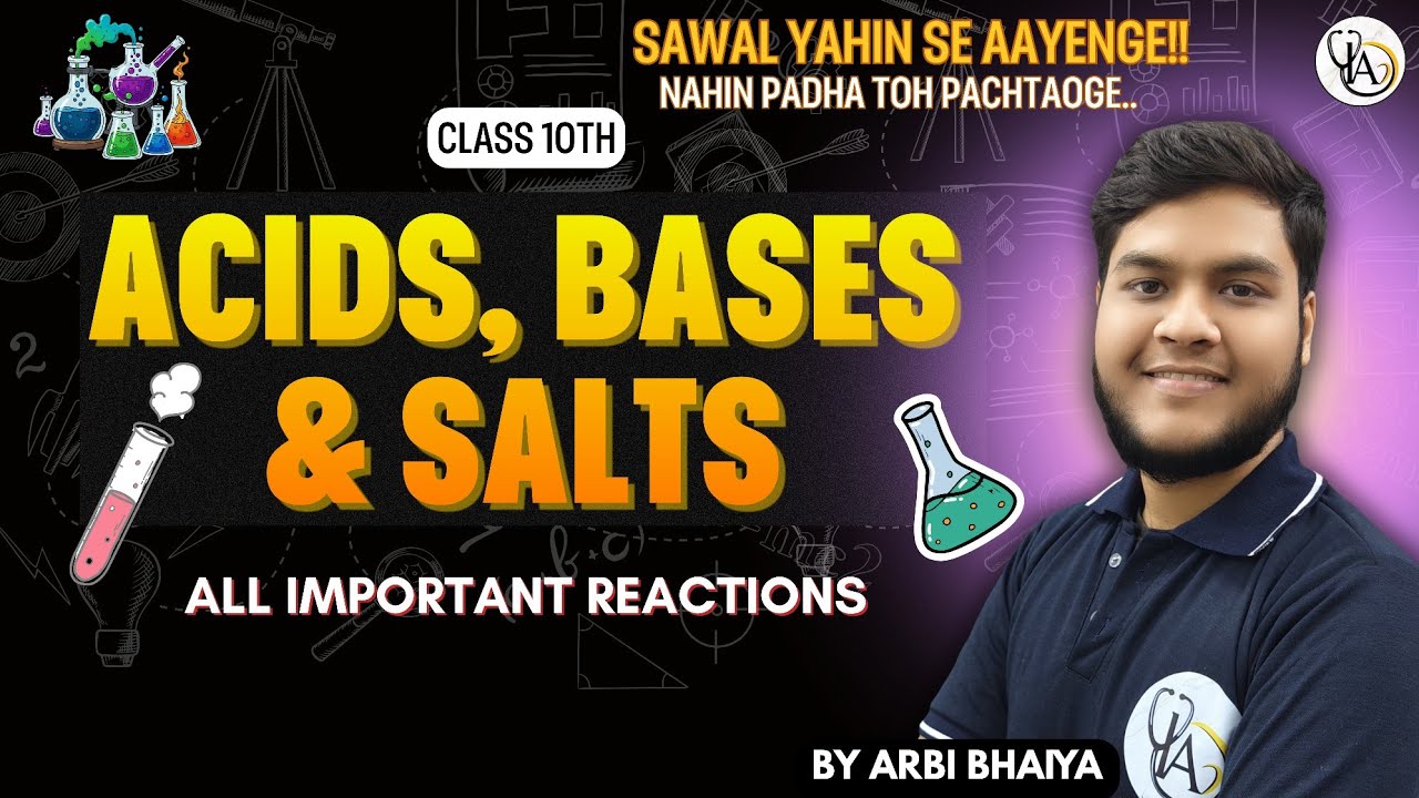 Acids, Bases and Salts | All Important Reactions in 7 minutes 🔥 | Class 10th | Arbi Bhaiya