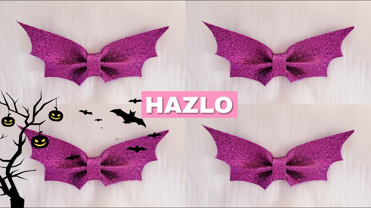 Cómo hacer Moños🎀🦇 para Niñas en forma de Murcielago|Bat Hair Bows| Hair Clip💜💜