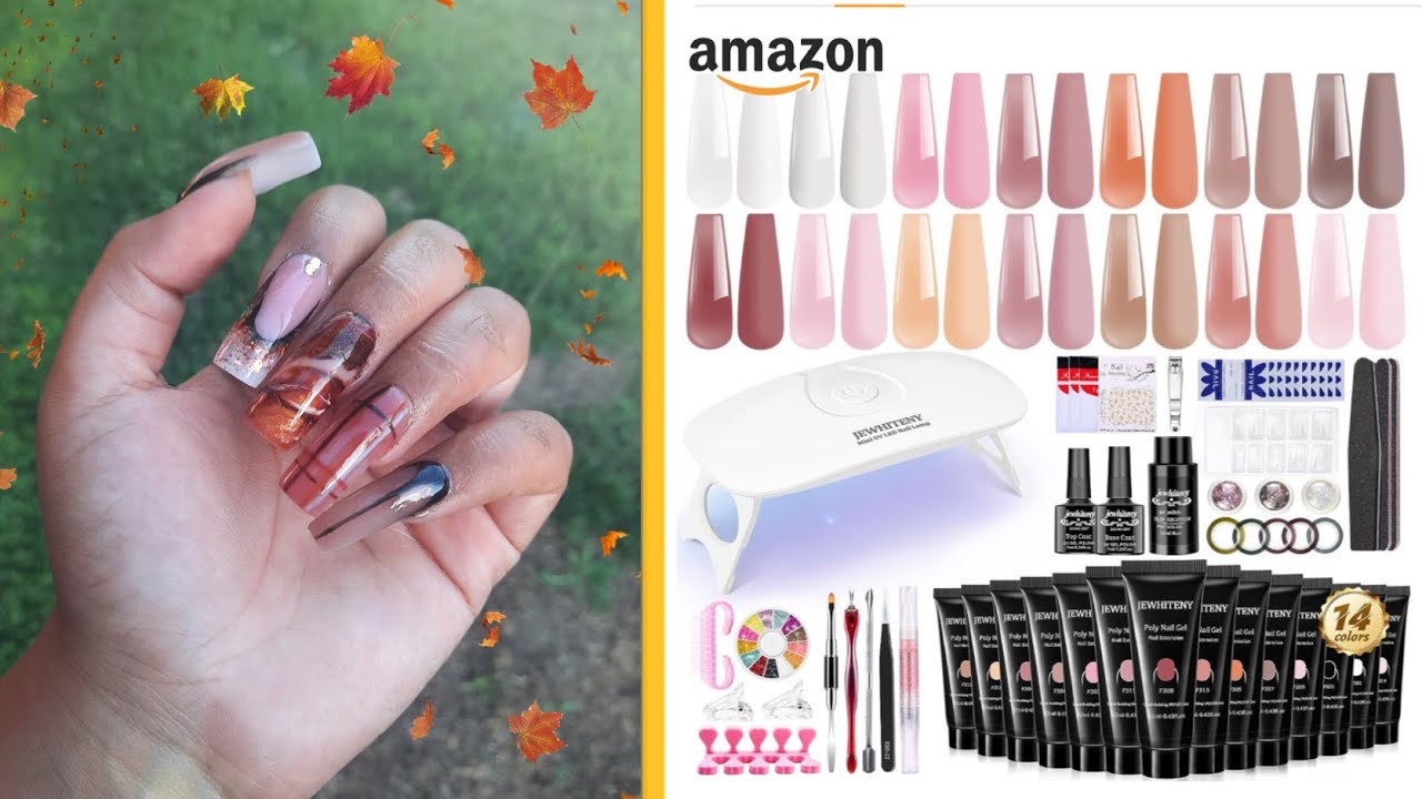 I Ordered a Fall JEWHITENY Polygel Kit with 14 colors from Amazon! Beginner Friendly #nailart