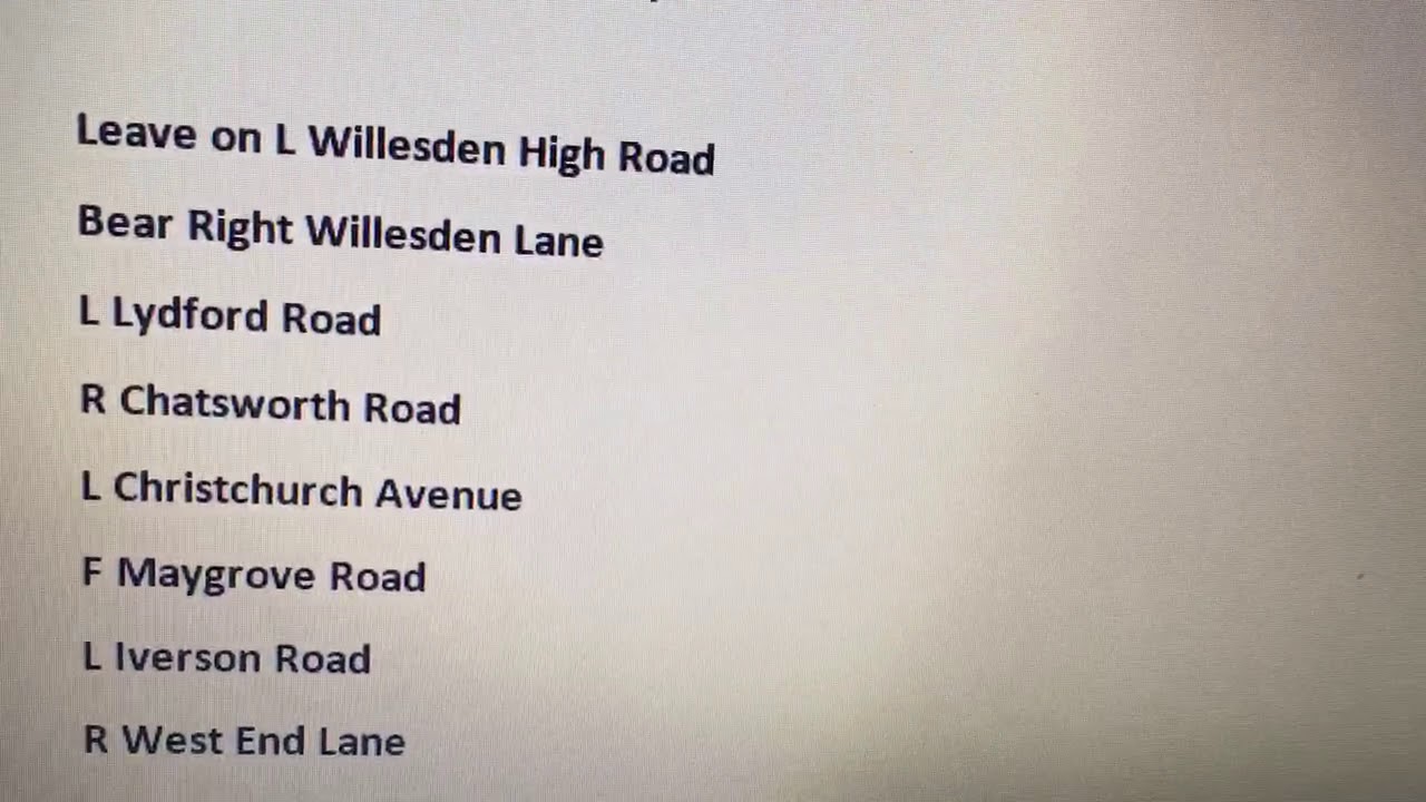 Knowledge of London (Taxi) Blue Book Runs List5 Run10 Brent Magistrates Court to Finchley Rd Station