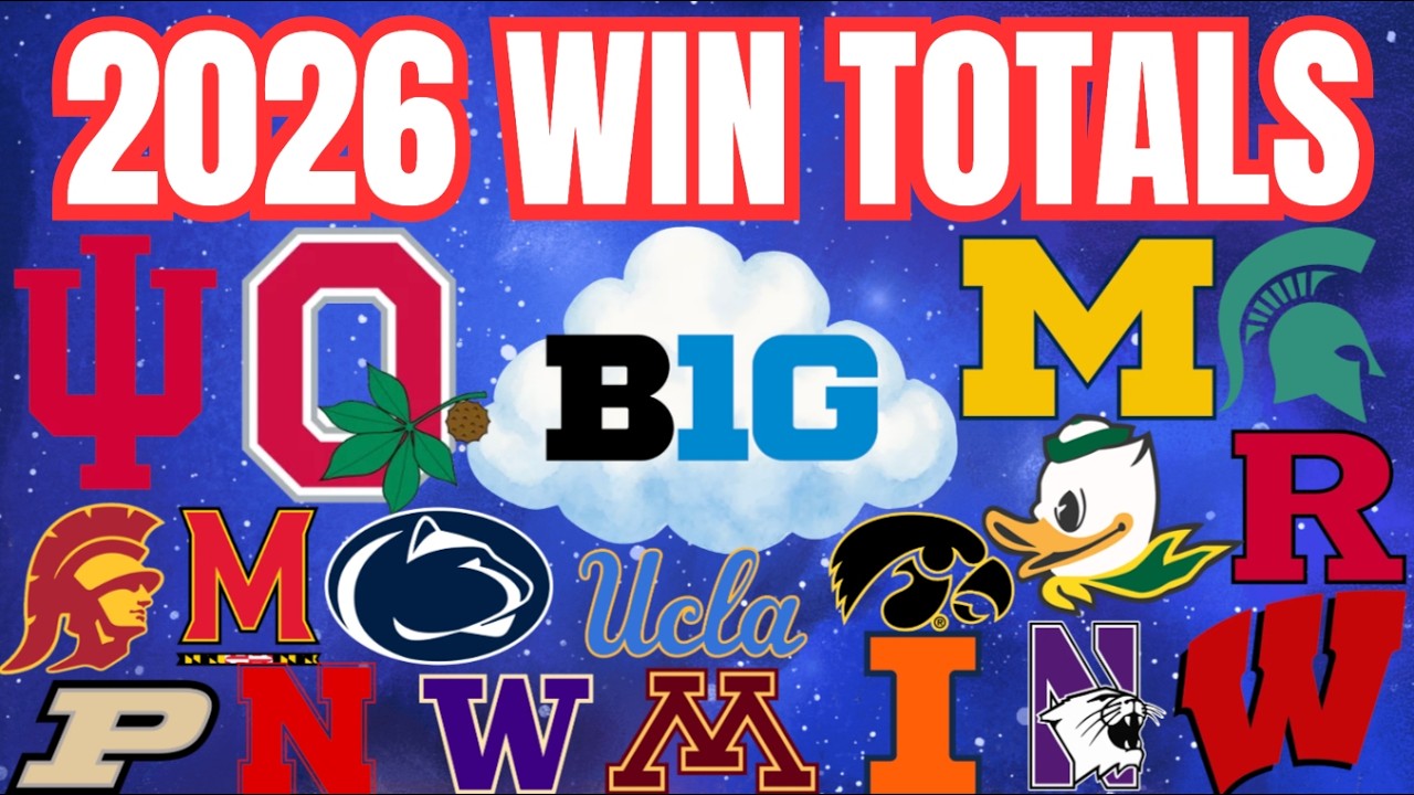 Прогнозы результатов всех 18 команд конференции Big Ten в студенческом футболе! (2026)