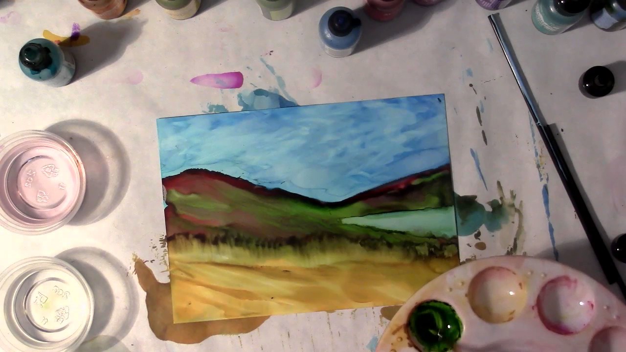 Teri Jones...Landscape in Alcohol Ink.